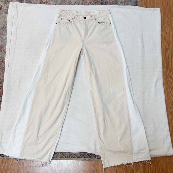 RAG & BONE Two Tone Ultra Wide Leg Jeans high-rise ECRU white/cream - sz 31 - Picture 6 of 16